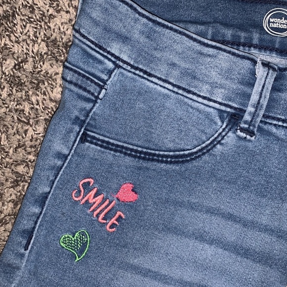 Girls embroidered wonder nation jeans size 10/12 - Picture 3 of 6